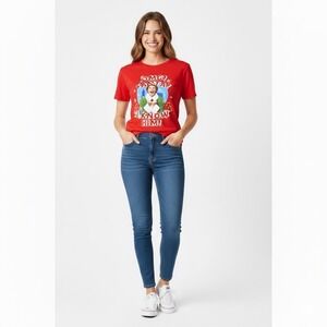 Elf The Movie OMG Santa I Know Him T Shirt Womens Small Red Christmas Party